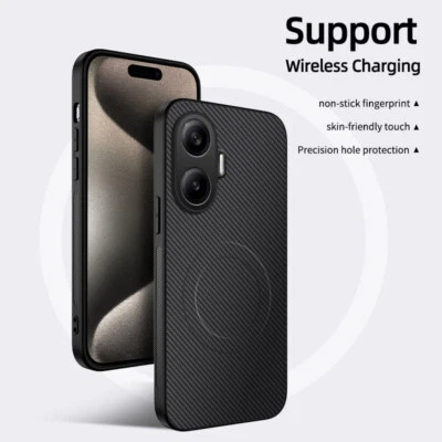 Funda protectora de goma suave magnética de fibra de carbono para negocios de lujo para XiaoMi Poco F7 Foto 1 de 4