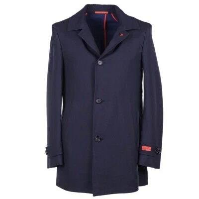 Isaia 'Iconico' Navy Blue Cashmere-Wool Walking Coat 40R (Eu 50) M NWT Overcoat - Image 1 of 4