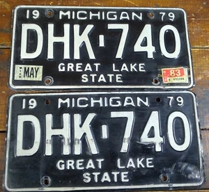 1979 Set of 2 License Tags Michigan Great Lake State MI Metal License Plates - Bild 1 von 4