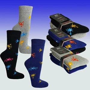 Thermosocken "Farbkleckse" Baumwolle, weicher Softbund, weich, warm, passgenau - Bild 1 von 6
