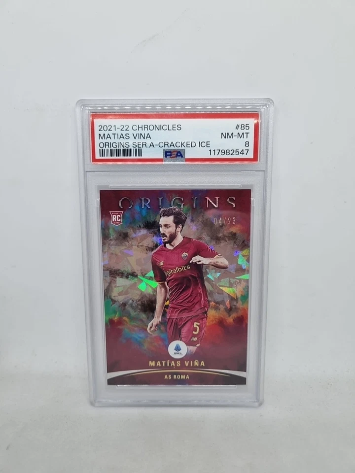 Matias Vina Cracked Ice /23 Rookie - Psa 8 - Panini Chronicles 2021-22 - As ROMA - image 1 of 1