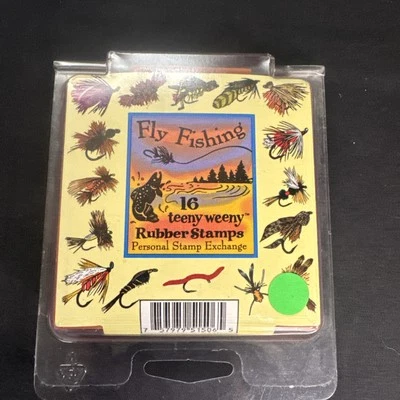 Vtg 1995 SET of 16 Stamp Exchange FLY FISHING Foam Mounted RUBBER STAMPS  - Image 1 of 2