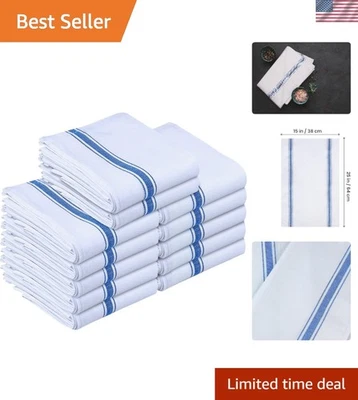 Paquete de 12 toallas de cocina a rayas azules Foto 1 de 4