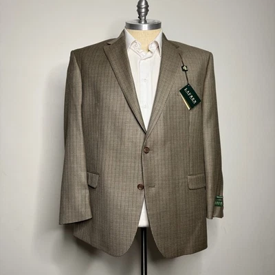 Blazer Ralph Lauren Olive Sport Coat Lã de Seda 50R Masculino Xadrez Novo com etiquetas - Imagem 1 de 4