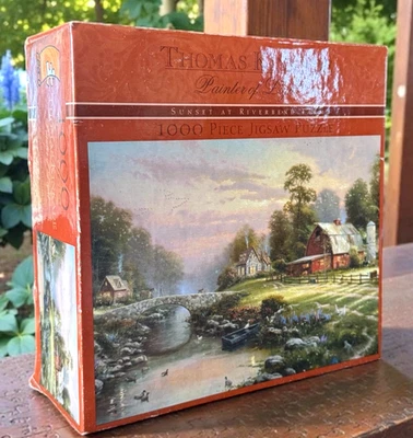 Rompecabezas de 1000 piezas “Sunset at Riverbend Farm” granja escénica de campo Foto 1 de 4