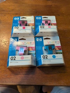 4 x Oryginalne NOWE HP 02 cyjan, purpur, 2 x lekkie wkłady magenta 2007 - Zdjęcie 1 z 5