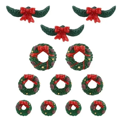 Lemax Garland & Wreaths Set Of 12 Christmas Village Accessories (04802)