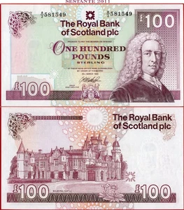 SCOTLAND ROYAL BANK 100 POUNDS 30 3 1999 P 350c UNC Free shipping from 100$ - Picture 1 of 5