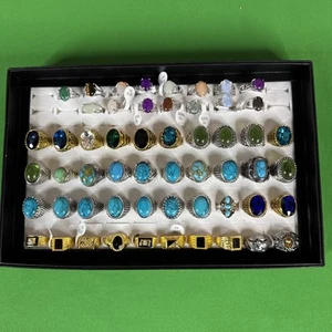 estate lot of 55 Costume Jewelry Rings Assorted Sizes, Turquoise, Jewels, Stones - Picture 1 of 24