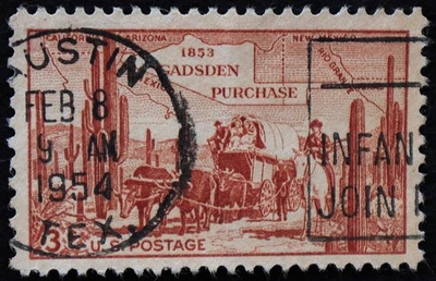 U.S. Used Stamp Scott #1028 3c Gadsen Purchase. SOTN CDS Slogan Cancel. - Image 1 of 2