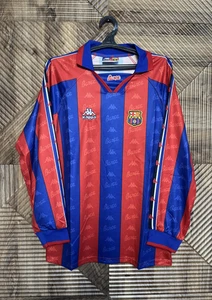 FC Barcelona Jersey 1995 1996 Size LARGE Home Shirt Long Sleeve Soccer Kappa - Picture 1 of 11