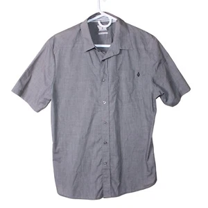 Volcom Shirt Mens S Gray Ex Factor Button Up Short Sleeve Skater Surf Work - Picture 1 of 10