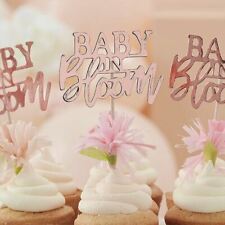 Rose Gold Baby In Bloom Cupcake Toppers | Baby Shower Cake Decoration x 12