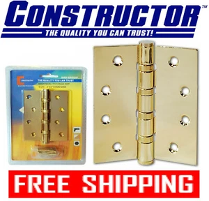 Constructor Door Hinge Ball Bearing 4" x 3" Polished Brass Discount on Multiple - Picture 1 of 11
