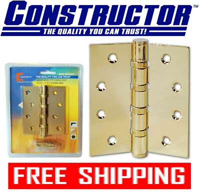 Constructor Door Hinge Ball Bearing 4" x 3" Polished Brass Discount on Multiple - Image 1 of 2