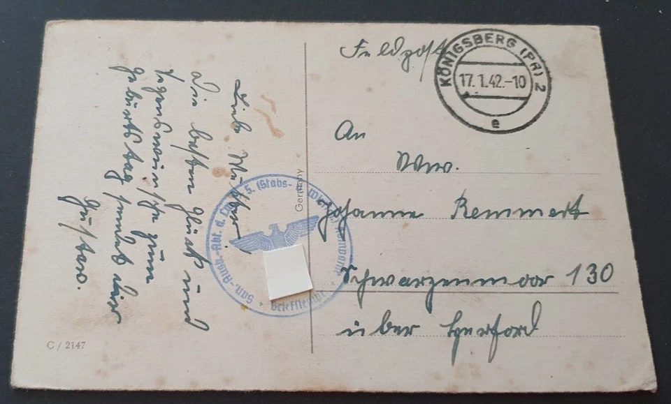 WS 84/ Feldpost II. WK,  Königsberg - Bild 1 von 1