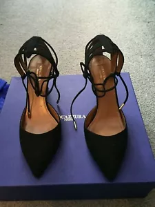 DÉCOLLETÉ DONNA $750 ACQUAZZURA FIRENZE "AMANDA 75" SCAMOSCIATE DI DESIGN NERE TAGLIA 38(8B) - Foto 1 di 12