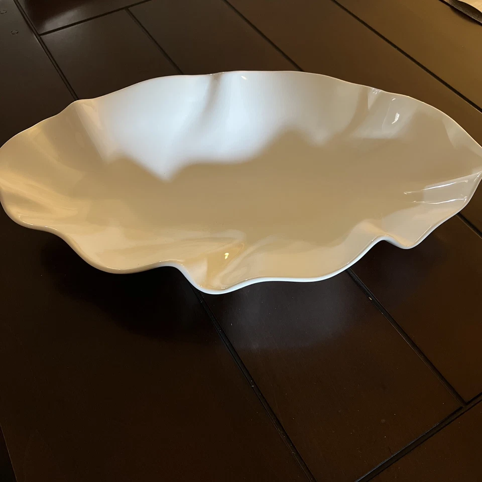 Crate & Barrel White Ruffle Bowl  444-073 Portugal** - Image 1 of 4
