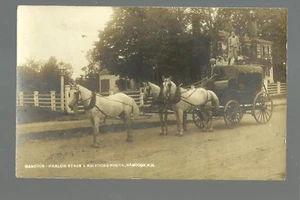 Hancock NEW HAMPSHIRE RPPC c1910 STAGECOACH Stage Coach a MARLOW Whitcomb House - Foto 1 di 4