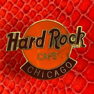 CHICAGO US🎸Hard Rock CAFE®HRC PIN🎸ILLINOIS ORANGE CLASSIC LOGO BROWN LETTERS🎗 - Picture 1 of 4