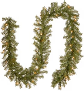 Pre-Lit Artificial Christmas Garland, Green, Norwood Fir, White Lights, Plug In, - Picture 1 of 6