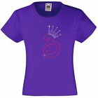 Number 3 Birthday T Shirt for Girls Embellished with Rhinestones / Diamanté