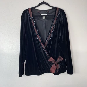 Jackie Jon Damen 3X Schwarz Velour Wickel Stil Perlen Band Top Whimsigoth Gothic - Bild 1 von 8