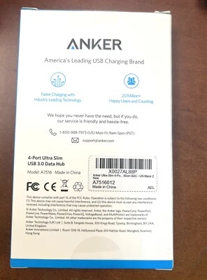 Anker USB3.0 Ultra Slim 4-port USB hub high-speed hub lightweight and compact - Image 1 of 3