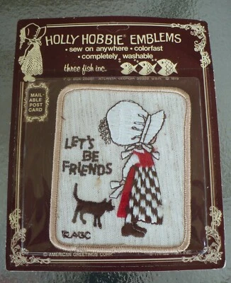 1973 AGC THREE FISH PATCH HOLLY HOBBIE EMBLEMS LET'S BE FRIENDS NIP - Image 1 of 4
