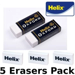 HELIX OXFORD & SOFT PENCIL ERASERS RUBBER PREMIUM QUALITY HB SCHOOL ART - 5 PACK - Picture 1 of 4
