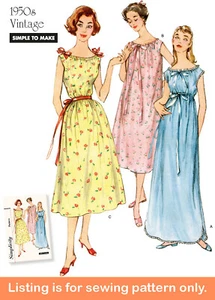 SEWING PATTERN Womens Clothes - Nightgown Vintage Retro 50s 60s Long Short 8799 - Picture 1 of 3