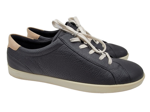 ECCO scarpe comode casual stringate taglia 10 in pelle nera intrecciate