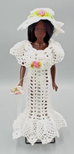 Kleidung Häkelkleid Kleid passend Vintage Mod Barbie Christie Hochzeit Outfit - Bild 1 von 9