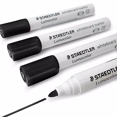 Staedtler Lumocolor Whiteboard Marker Pens 351 - Bullet Tip - 4 x BLACK - Image 1 of 4