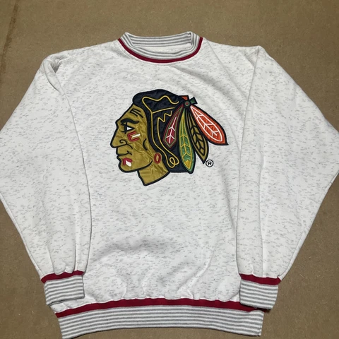 Vtg Swingster Chicago BlackHawks NHL Sweatshirt/Pullover Size M  White/gray Cover