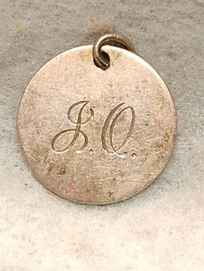 ANTIQUE ~ LOVE TOKEN ~ "LO" INITIALS ~ ON SILVER PLANCHET - Picture 1 of 2