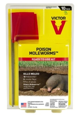 Victor M6009 10 unidades venenoso lombrices topo cebo con banderas marcadoras - Paquete de 1 Foto 1 de 4