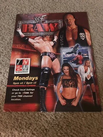Vintage 2001 WWF RAW TNN Poster Print Ad STONE COLD TRIPLE H LITA TRISH STRATUS Cover