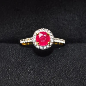 Solid 9ct Gold Ruby Ring | Real Ruby Gemstone | Elegant Women’s Ring,July Birth - Picture 1 of 8