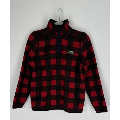 Suéter feminino LL Bean pulôver de lã xadrez búfalo granada tamanho XS pequeno novo - Imagem 1 de 4