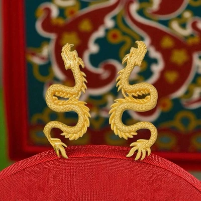 Pendientes Dragón Zara Punk HipHop Oro Chino 18k Gótico Boho Declaración Foto 1 de 4