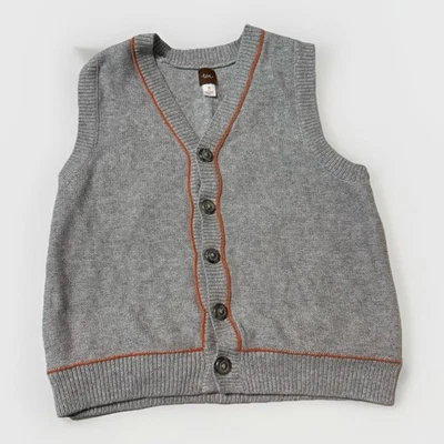 Tea Collection Gray Vest Toddler Boys Size 6-7 Lightweight Fall Outerwear - Image 1 of 3