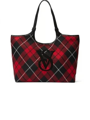 Victoria's Secret RED Plaid Tote with Logo - Brand New - Image 1 of 4