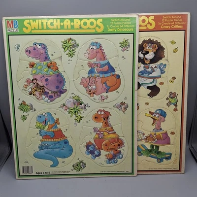 Switch-A-Roos 11.5x14.5 Marco Bandeja Puzzle Milton Bradley, De Colección 1987, Lote de 2 Foto 1 de 4