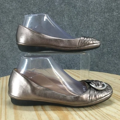 Naturalizer Shoes Womens 7.5 Wide Violette Ballet Flats Silver Leather Casual - Image 1 of 4