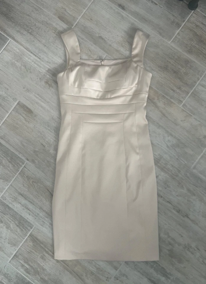 Vestido de cóctel de noche satinado dorado para mujer 4P Foto 1 de 3