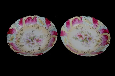 Pair of Antique R.S. Prussia Porcelain Bowls - Gold Highlights - Image 1 of 4