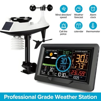 Wireless Weather Station + Outdoor Sensor Air Pressure Humidity Alarm Clock Temp - Image 1 of 4