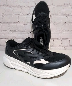 HOKA One One CLIFTON 8 ATHLETICS Shoes Size Mens 12 Women's 13 Black White - Picture 1 of 9