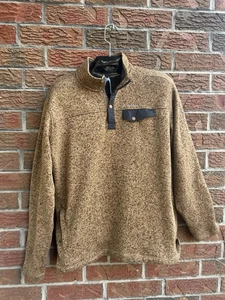 Eddie Bauer Jacket Men's Tall Large Fleece Lined Shacket Snap 1/4 Button Brown - Picture 1 of 4